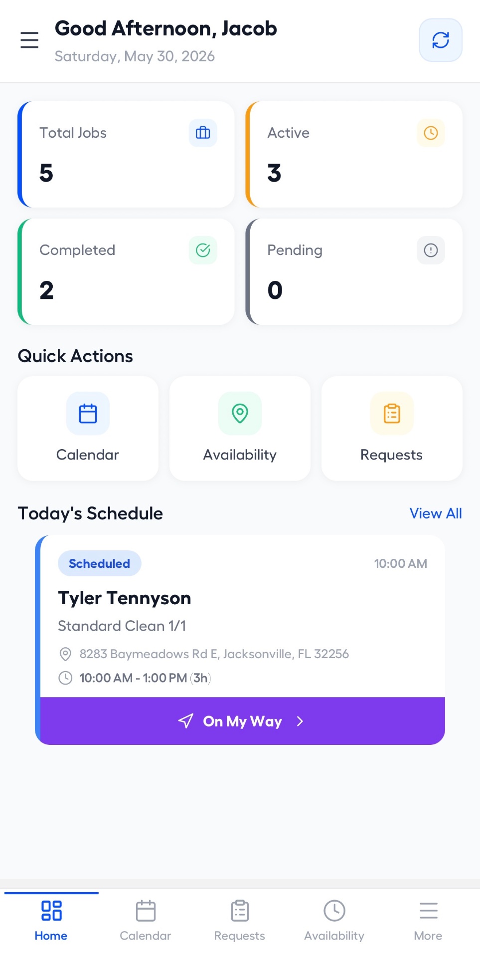 JobTrek Pro mobile app — Today